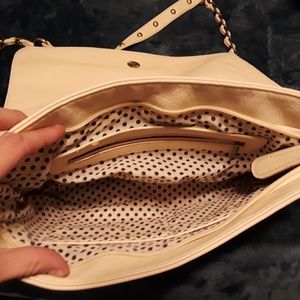 Tan leather studded shoulder bag